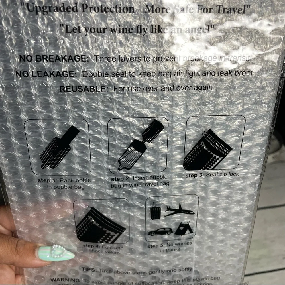 Reusable Wine Bottle Protector Bubble Wrap Travel Bag